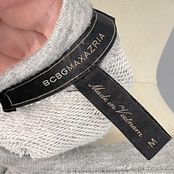 BCBGMAXAZRIA Gray Sweatshirt Dress with Lace Hemline- Size Medium - Picture 11 of 12